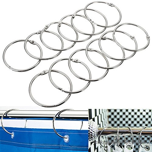 Shower curtain rings Metal shower curtain rings 12Pcs Stainless Steel Circle Shower Curtain Ho...jpg