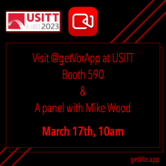 See VOR at USITT (booth 590) & attend a Panel with Scott Tusing and Mike Wood.
